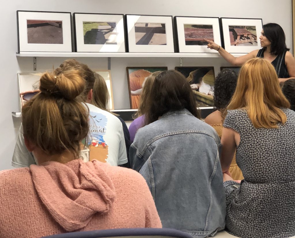 Class visit, looking at Park McArthur's "Overlook Park"