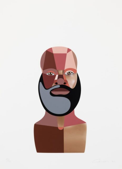Black man's head as a geometric bust
