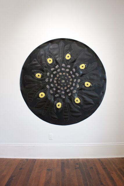 round textile artwork by Sarah Elizabeth Cornejo
