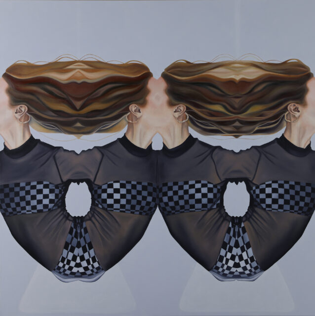 painting of two symmetrical pairs of women by Lucy Corwin