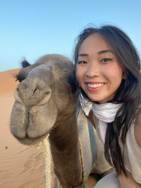 Image of KaiKai Wang with a camel