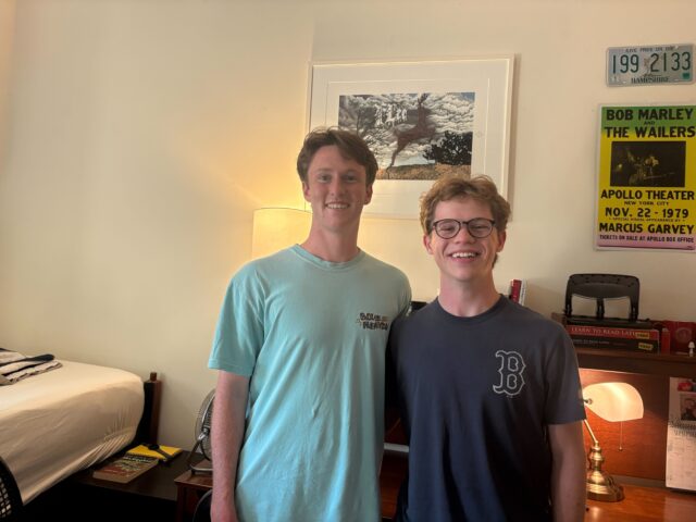 Students with art in their room
